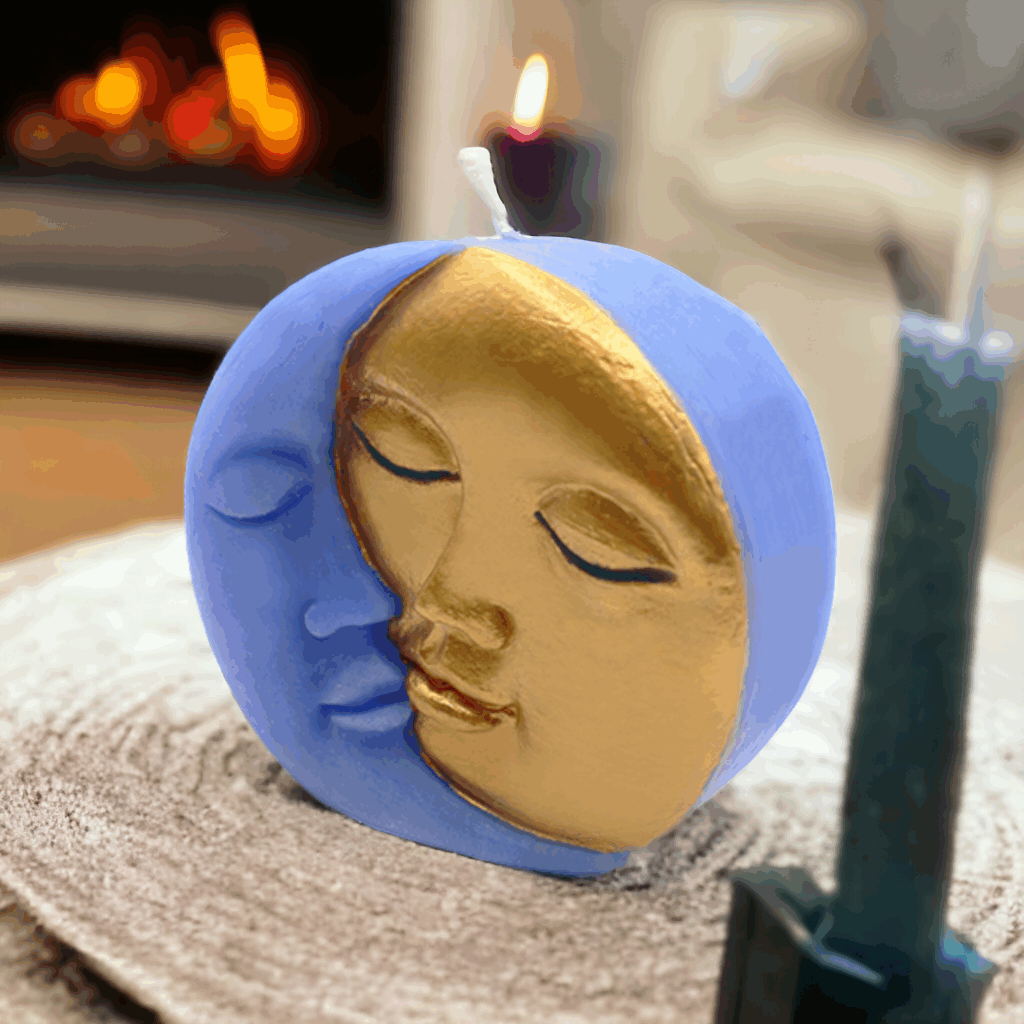Świeca wizerunkowa niebiesko-złota 1