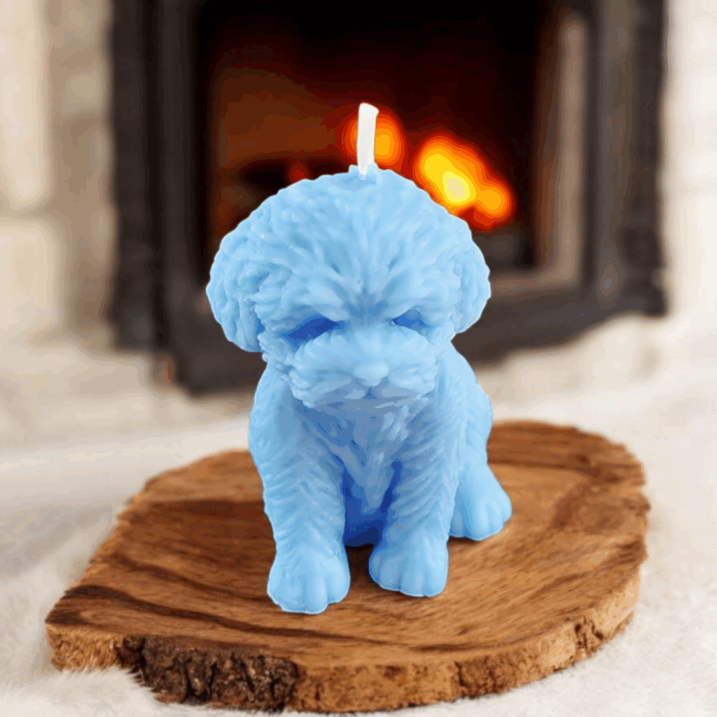 Świeca wizerunkowa niebieski pies 2