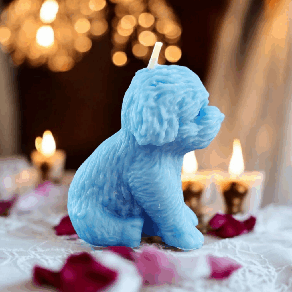 Świeca wizerunkowa niebieski pies 3